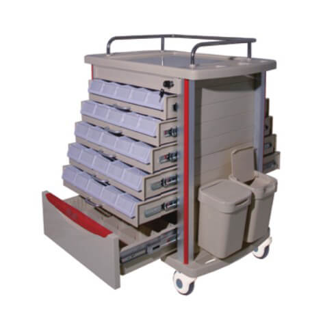 MT005 Hospital Medical Medicine Trolley With Drawers