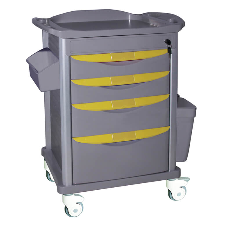 MT026 Medical Hospital Medicine Crash Trolley Cart 