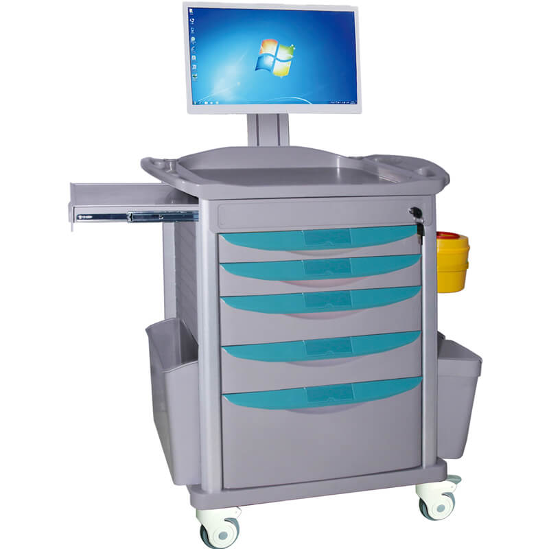 WNT028 Hospital Equipment Medical Patient Laptop Trolley Cart