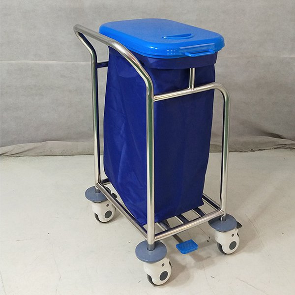 WT015  Stainless Steel Medical Waste Trolley Cart