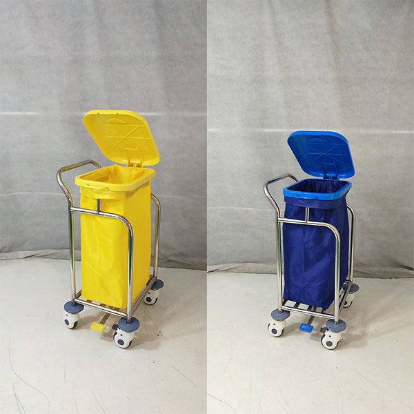 WT015  Stainless Steel Medical Waste Trolley Cart